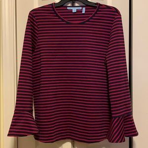 Draper James Striped bell-detail sleeve top